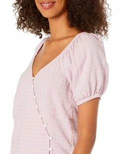 Madewell Shirts & Tops Linen-Blend Puff-Sleeve Button-Wrap Top in Plaid -Madewell Shop 81wyEfLIkuL. AC SR736920