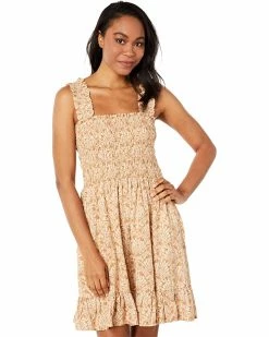 Madewell Dresses Linen-Blend Lucie Smocked Tank Mini Dress in Painted Seashells