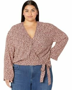 Madewell Shirts & Tops Plus Tie-Front Wrap Top in Cottage Garden