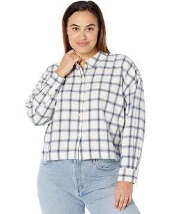 Madewell Shirts & Tops Plus Long Sleeve Cropped Shirt in Windowpane Bondex Heritage