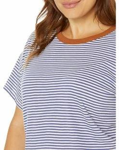 Madewell Shirts & Tops Plus Whisper Cotton Rib-Crewneck Ringer Tee in Birtie Stripe -Madewell Shop 91nOB 9g21L. AC SR736920